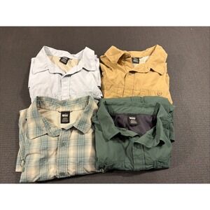 REI Co-op Sahara Lot‎ Of 4 Long Sleeve Hiking Shirt Men M Vented UPF Roll Tab